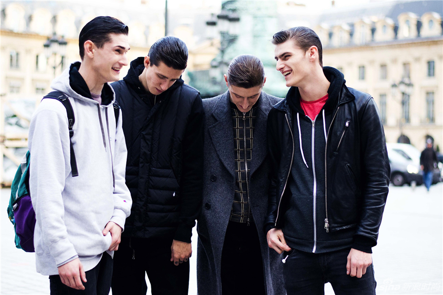 Reece Sanders、Miles Langford、Chris Beek和Alexander Beck在Cerruti 2014秋冬男装秀后