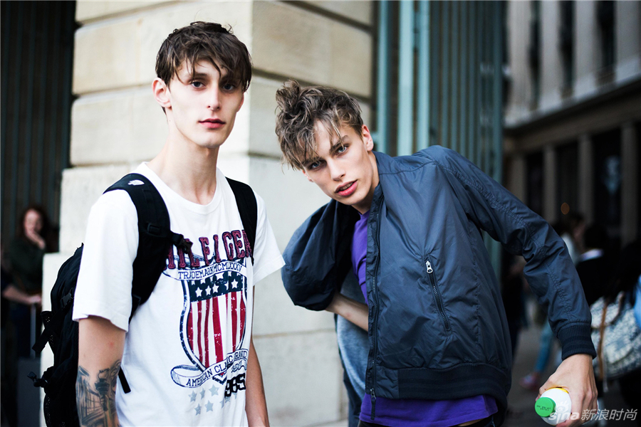 Jeremy Matos和Marc Schulze在Raf Simons 2015春夏男装秀后