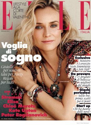 女星黛安·克鲁格登《ELLE》杂志2015开年封面尽显熟女魅力