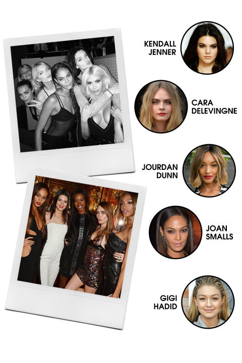 圈内关系：卡莉·克劳斯(Karlie Kloss)、丽丽·唐纳森（Lily Donaldson）、艾米丽·拉塔可夫斯基(Emily Ratajkowski)、奚梦瑶(Ming Xi)、佐伊·克拉维茨(Zoe Kravitz)。